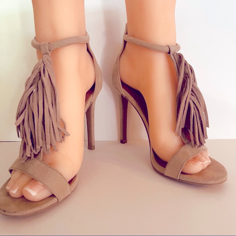 Suede fringe heels